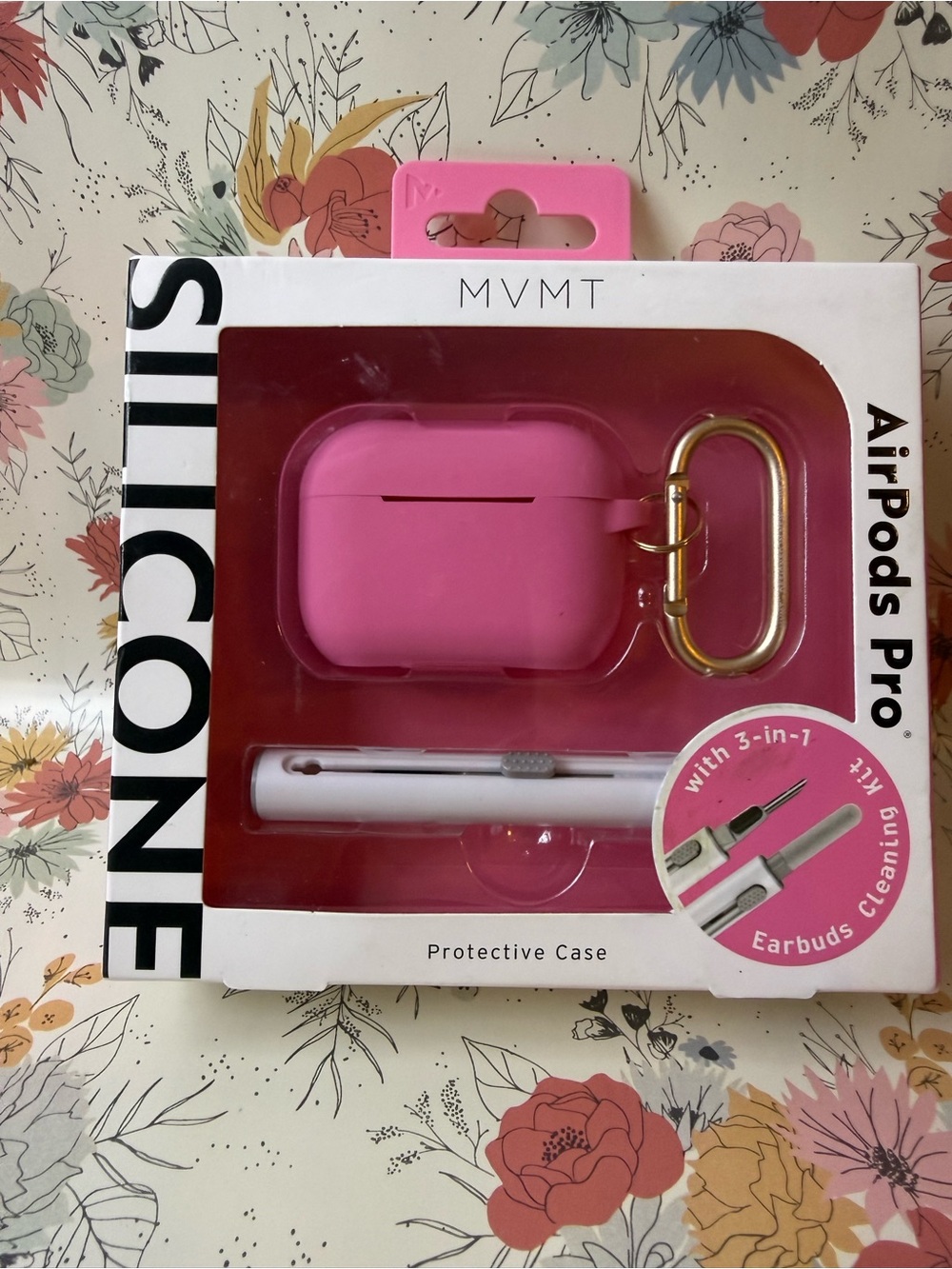 MVMT Pink Silicone AirPods Pro Case w/ Earbud Cleaning Kit